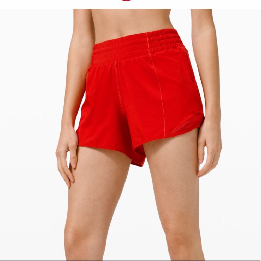Dark red lululemon hotty hot, 4in high rise